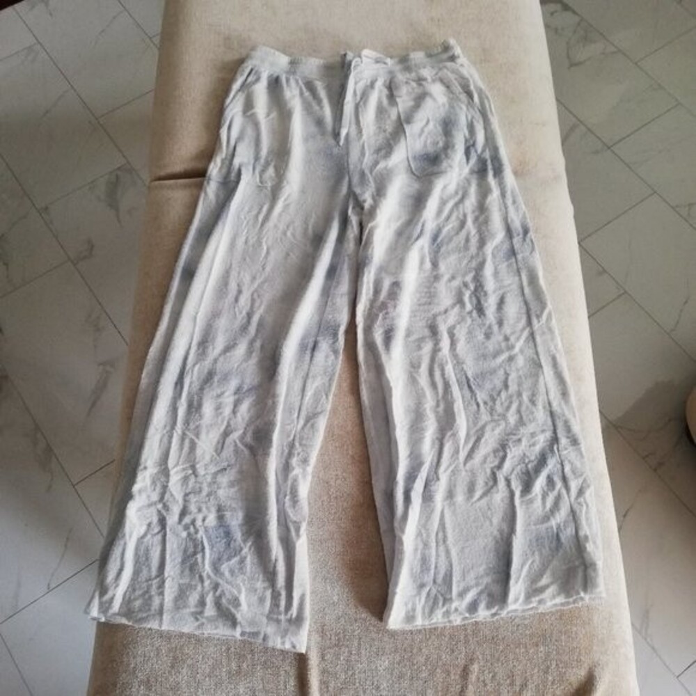 Lulu's Choosing Chill Blue Tie-Dye Drawstring Wide Leg Pants Size L NWT - Picture 2 of 10